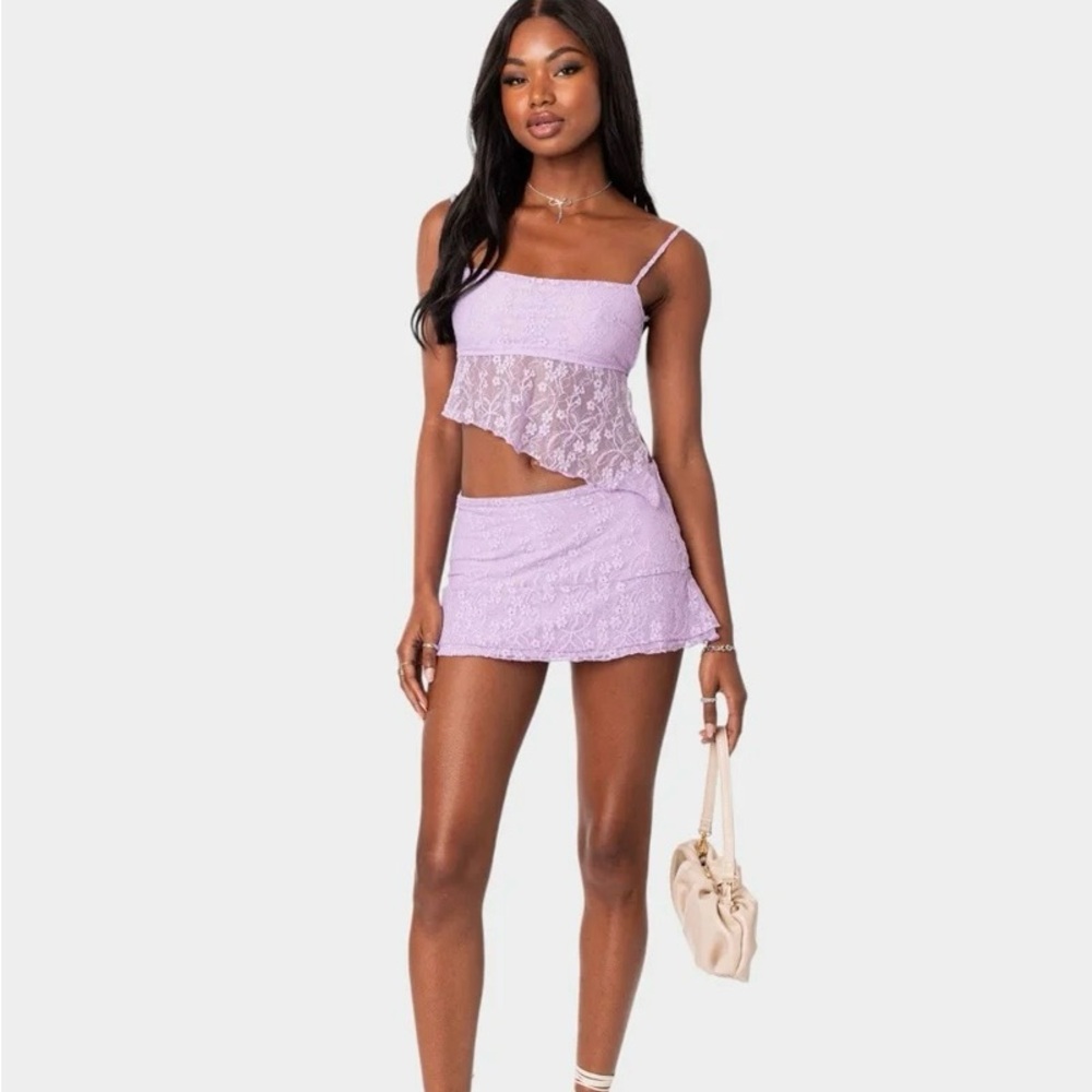 NWT Edikted lilac lace micro mini skirt